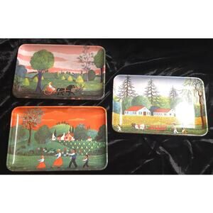 Mebel Italy Snack Trinket Tip Trays L. Piato Countryside 4 x 6 Melamine Set of 3